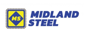 Midland steel logo on a white background.