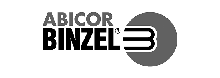 A black and white logo with the words abicor binzel 3.